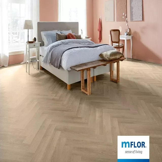 Lijm PVC visgraat Mflor Parva River Oak XL Douro 750x153x2,5mm 0,55 Premium